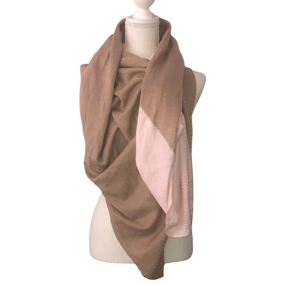 A NEW DAY Blanket Scarf Women's O/S Pink Tan Oversized Scarves Color Block
